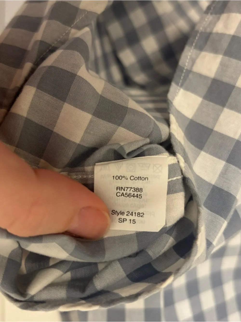J. Crew Men's Blue and White Gingham Button-Down Shirt